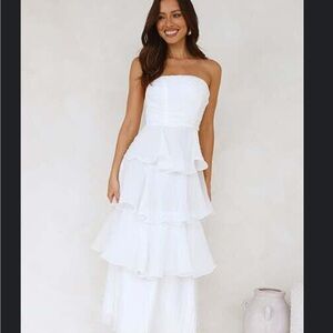Hello Molly Strapless White Tiered Dress